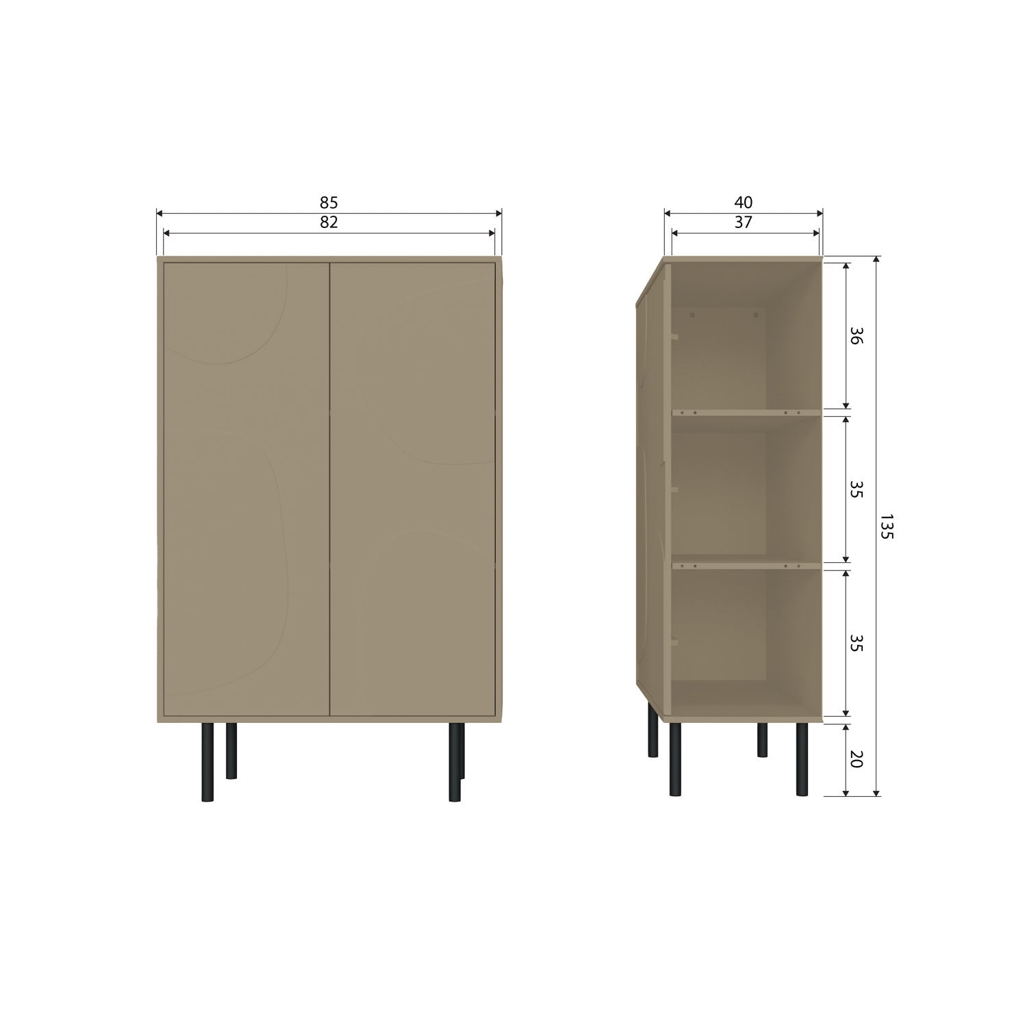Woood Cadiz Dressoir Grenen Mud [Fsc] - KwaliteitWonen.nl