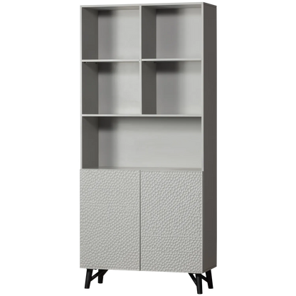 Woood Carved Vakkenkast Organic 2 Deurs Opbergkast Mangohout Mist - KwaliteitWonen.nl