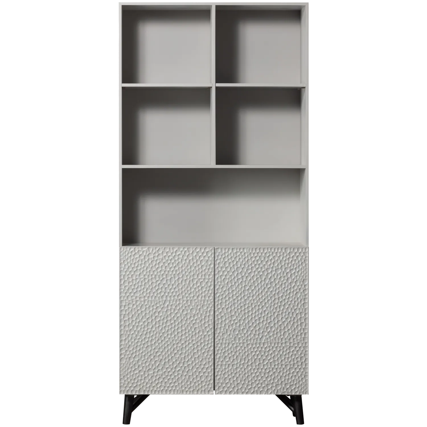 Woood Carved Vakkenkast Organic 2 Deurs Opbergkast Mangohout Mist - KwaliteitWonen.nl