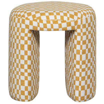 Woood Charlie Gestoffeerde Kruk Ruit Dessin Geel-Kwaliteitwonen.nl