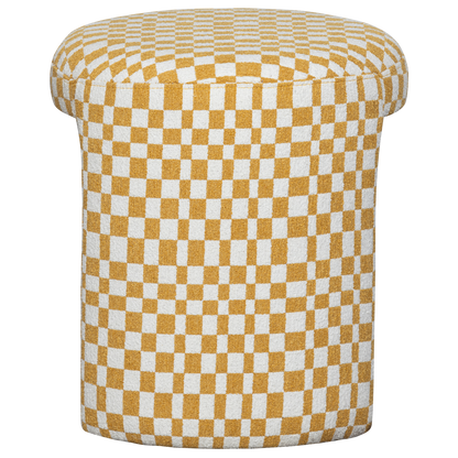 Woood Charlie Gestoffeerde Kruk Ruit Dessin Geel-Kwaliteitwonen.nl
