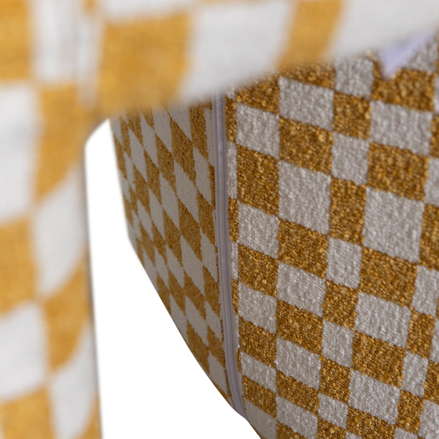 Woood Charlie Gestoffeerde Kruk Ruit Dessin Geel-Kwaliteitwonen.nl