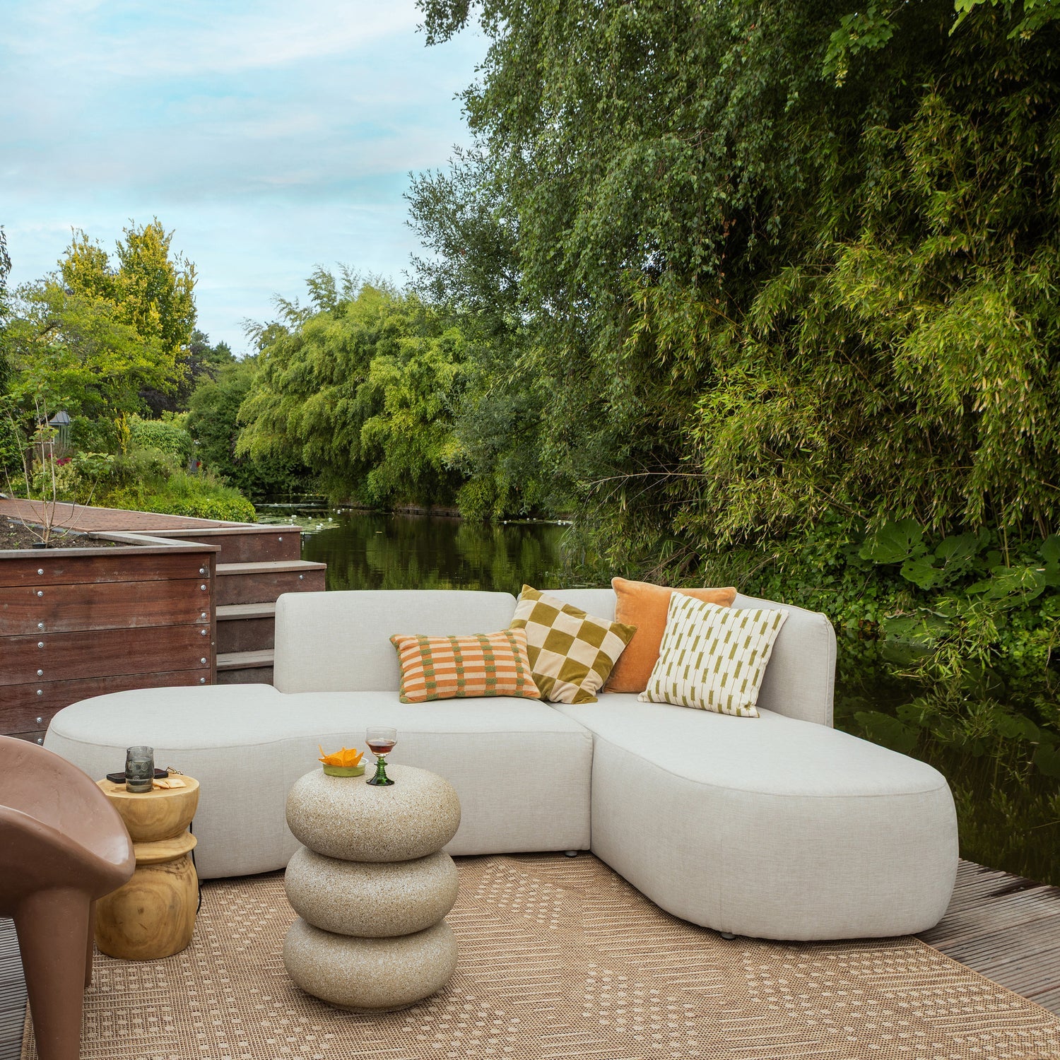 Woood Chios Tuin Loungeset Organisch Rechts Naturel - KwaliteitWonen.nl