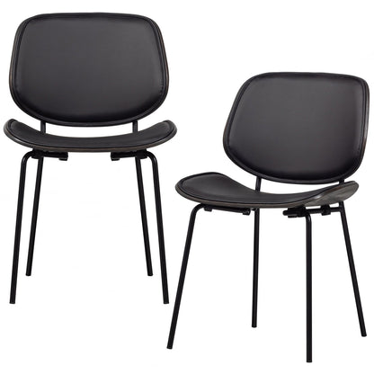 Woood Close In Eetkamerstoel Leerlook/Multiplex Zwart-Kwaliteitwonen.nl