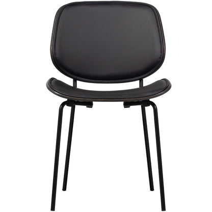 Woood Close In Eetkamerstoel Leerlook/Multiplex Zwart-Kwaliteitwonen.nl