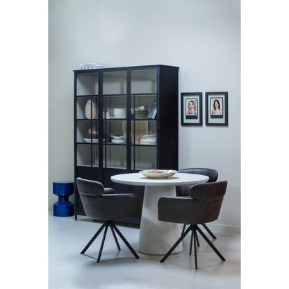 Woood Damon Eettafel Rond 100cm Betonlook Wit - KwaliteitWonen.nl