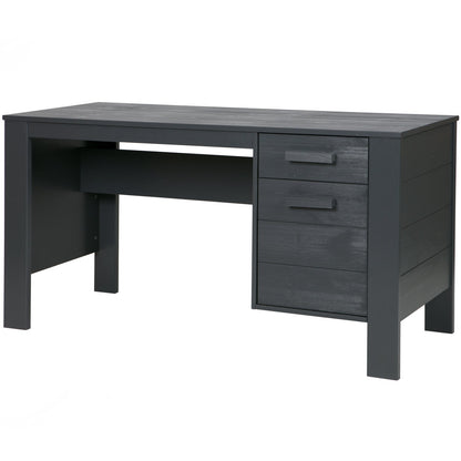 Woood Dennis Bureau Grenen Geborsteld Steel Grey [Fsc] - KwaliteitWonen.nl