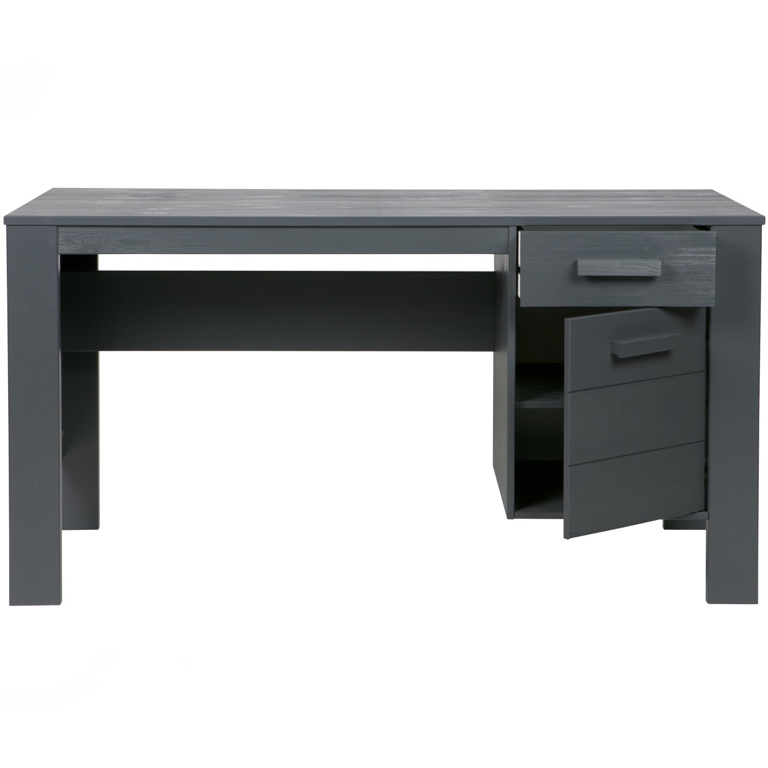 Woood Dennis Bureau Grenen Geborsteld Steel Grey [Fsc] - KwaliteitWonen.nl