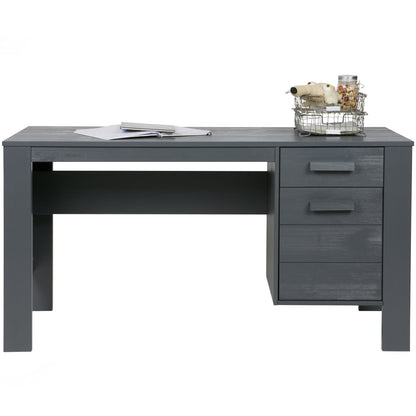 Woood Dennis Bureau Grenen Geborsteld Steel Grey [Fsc] - KwaliteitWonen.nl