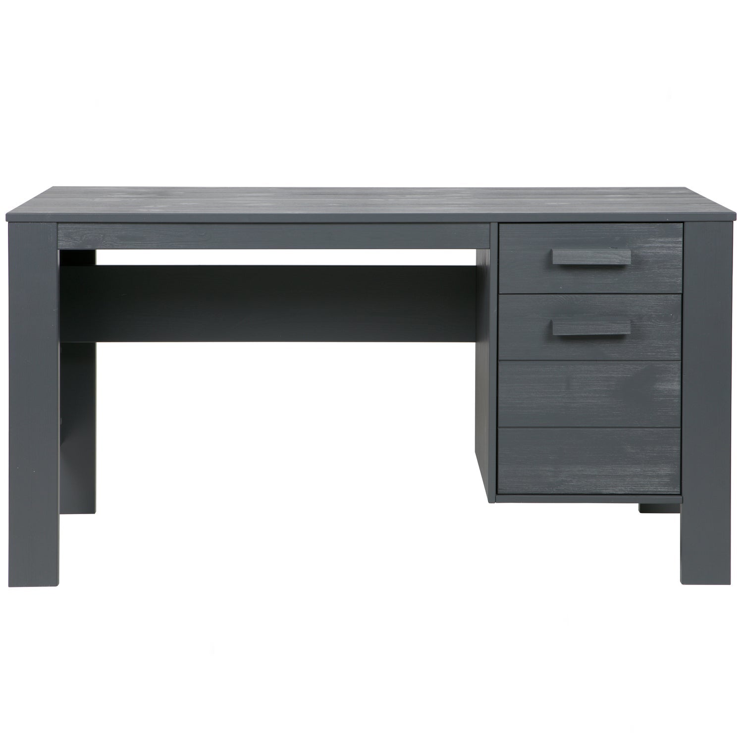 Woood Dennis Bureau Grenen Geborsteld Steel Grey [Fsc] - KwaliteitWonen.nl