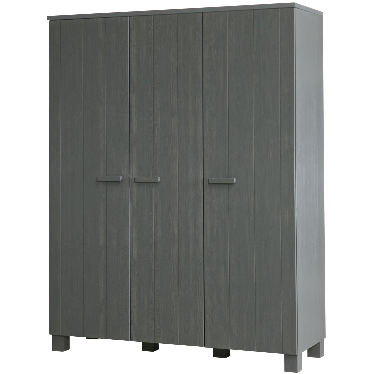Woood Dennis Kledingkast 3 Deurs Grenen Steel Grey Geborsteld [Fsc] - KwaliteitWonen.nl