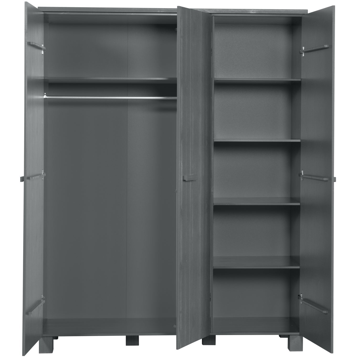 Woood Dennis Kledingkast 3 Deurs Grenen Steel Grey Geborsteld [Fsc] - KwaliteitWonen.nl