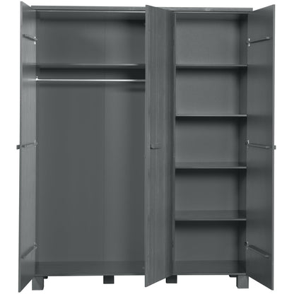 Woood Dennis Kledingkast 3 Deurs Grenen Steel Grey Geborsteld [Fsc] - KwaliteitWonen.nl
