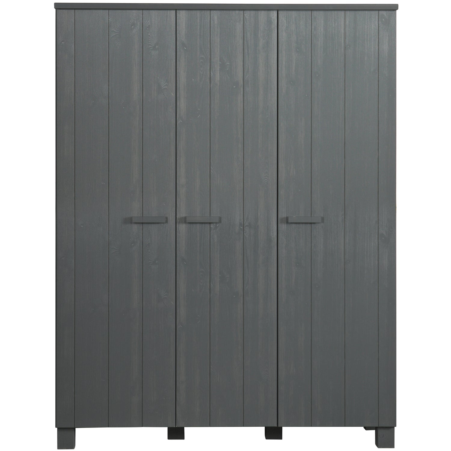 Woood Dennis Kledingkast 3 Deurs Grenen Steel Grey Geborsteld [Fsc] - KwaliteitWonen.nl