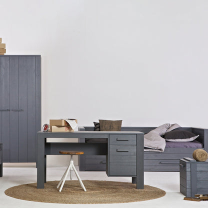 Woood Dennis Kledingkast Grenen Geborsteld Steel Grey [Fsc] - KwaliteitWonen.nl