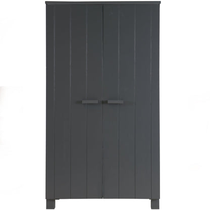 Woood Dennis Kledingkast Grenen Geborsteld Steel Grey [Fsc] - KwaliteitWonen.nl