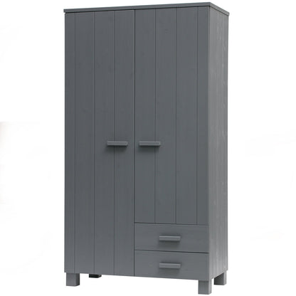 Woood Dennis Kledingkast met Laden Grenen Steel Grey [Fsc] - KwaliteitWonen.nl