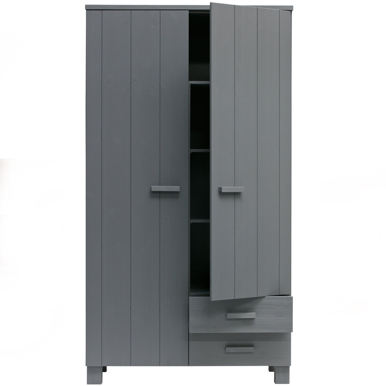 Woood Dennis Kledingkast met Laden Grenen Steel Grey [Fsc] - KwaliteitWonen.nl