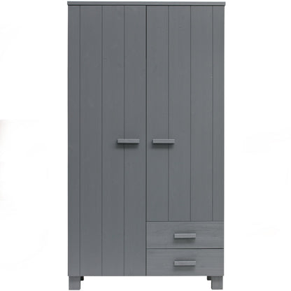 Woood Dennis Kledingkast met Laden Grenen Steel Grey [Fsc] - KwaliteitWonen.nl