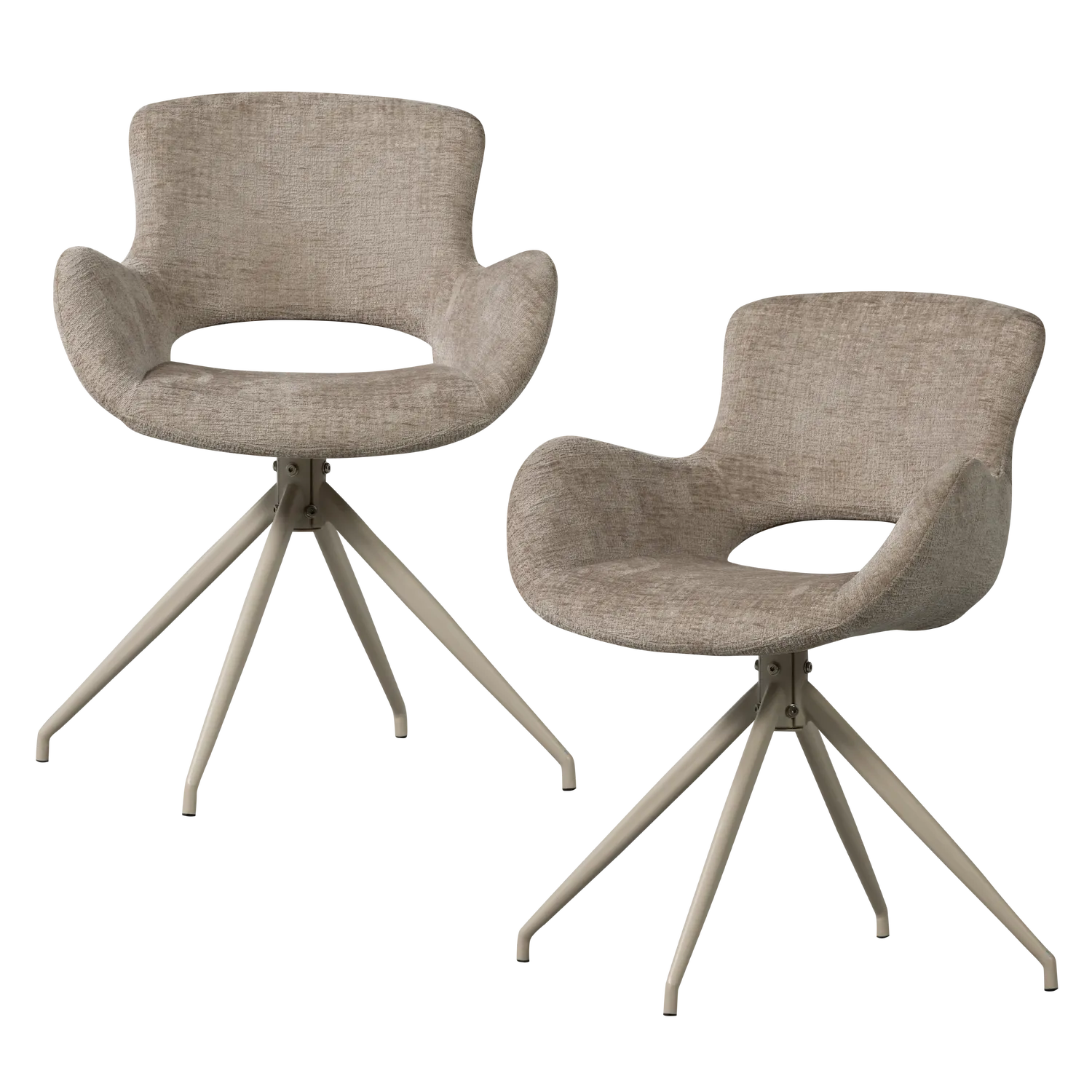 Woood Eliva Eetkamerstoel Structure Velvet Zand (Set Van 2) - KwaliteitWonen.nl