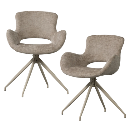 Woood Eliva Eetkamerstoel Structure Velvet Zand (Set Van 2) - KwaliteitWonen.nl