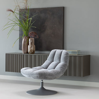 Woood Elvi Draaifauteuil Chenille Structuur Lichtgrijs - KwaliteitWonen.nl