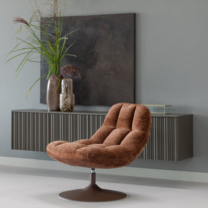 Woood Elvi Draaifauteuil Chenille Structuur Roestbruin - KwaliteitWonen.nl