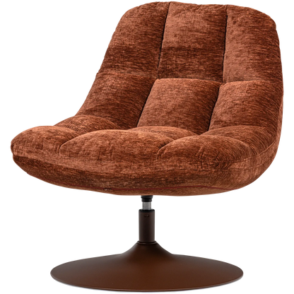 Woood Elvi Draaifauteuil Chenille Structuur Roestbruin - KwaliteitWonen.nl