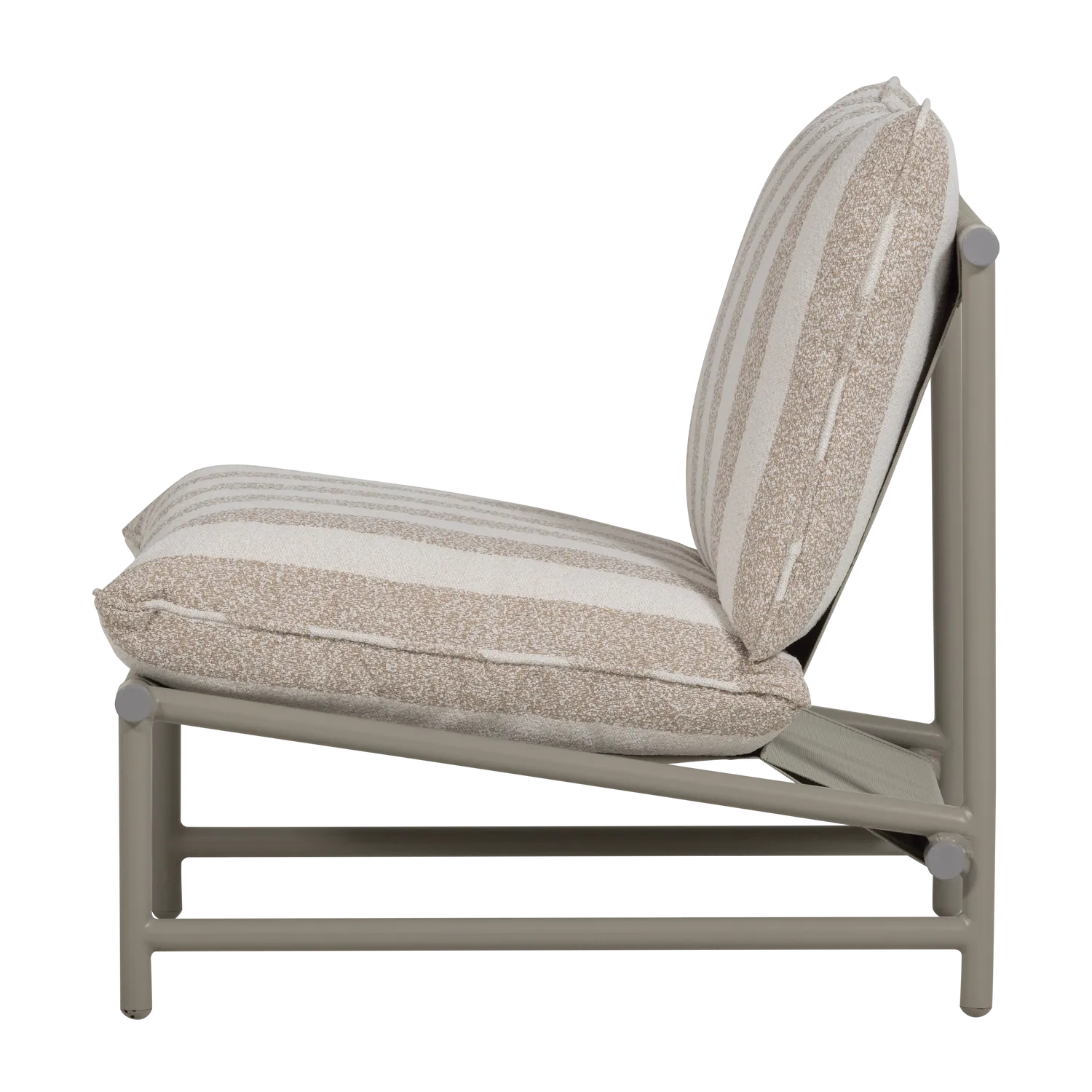 Woood Elvo Tuin Loungestoel Aluminium Streep Wit/Zand - KwaliteitWonen.nl