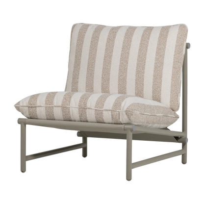 Woood Elvo Tuin Loungestoel Aluminium Streep Wit/Zand - KwaliteitWonen.nl