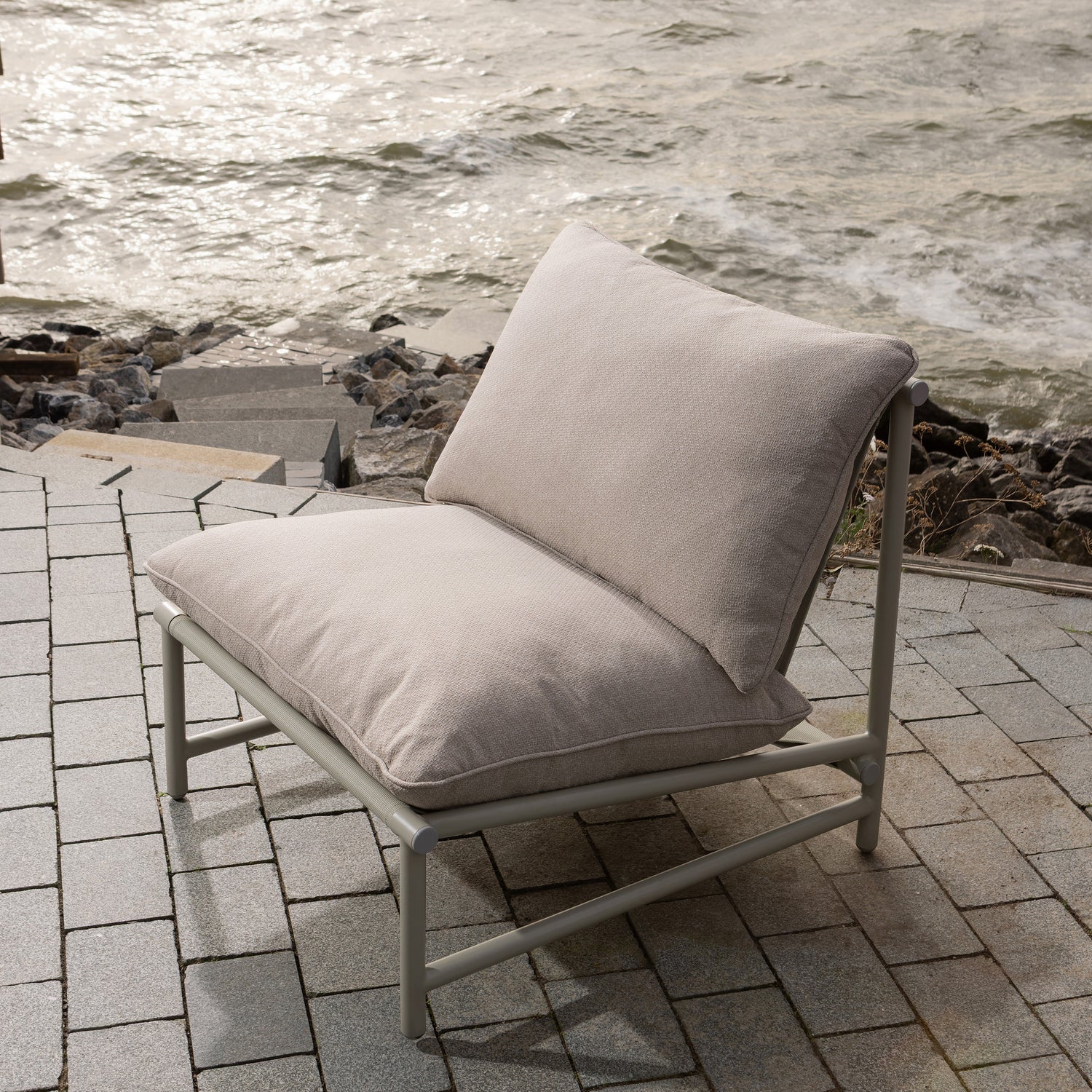 Woood Elvo Tuin Loungestoel Aluminium Zand - KwaliteitWonen.nl