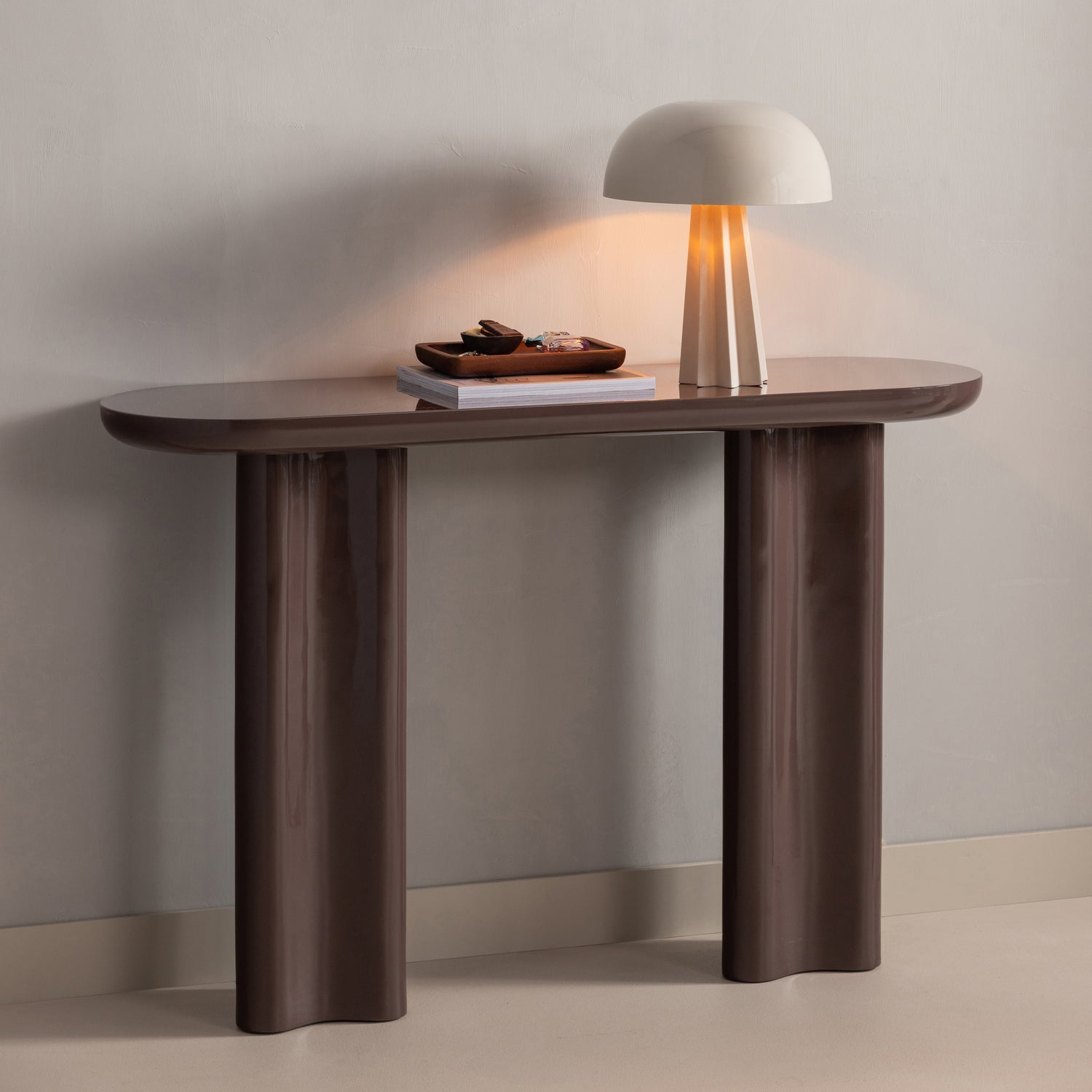 Woood Evara Sidetable Hout Hoogglans Donkerbruin [Fsc] - KwaliteitWonen.nl