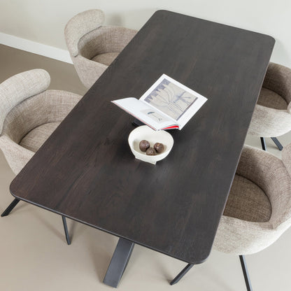Woood Fenne Draaibare Eetkamerstoel Geweven Stof Naturel - KwaliteitWonen.nl