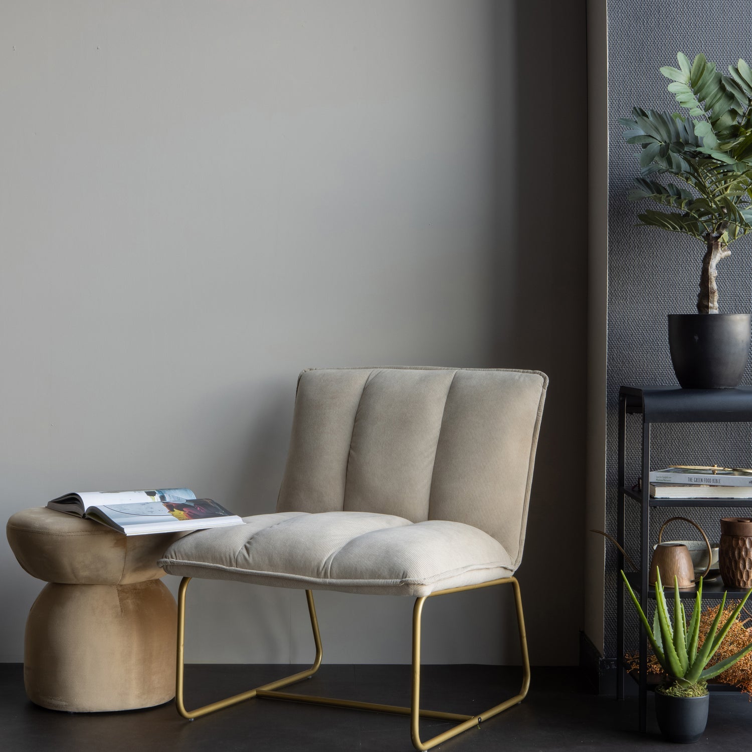 Woood Fie Fauteuil Ribstof Zand - KwaliteitWonen.nl