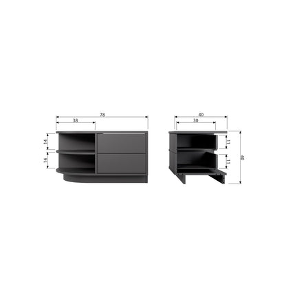 Woood Finca Dressoir TV Meubel Rond Links 78cm Grenen Zwart [Fsc] - KwaliteitWonen.nl