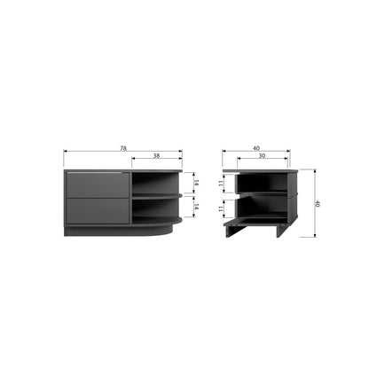 Woood Finca Dressoir TV Meubel Rond Rechts 78cm Grenen Zwart [Fsc] - KwaliteitWonen.nl