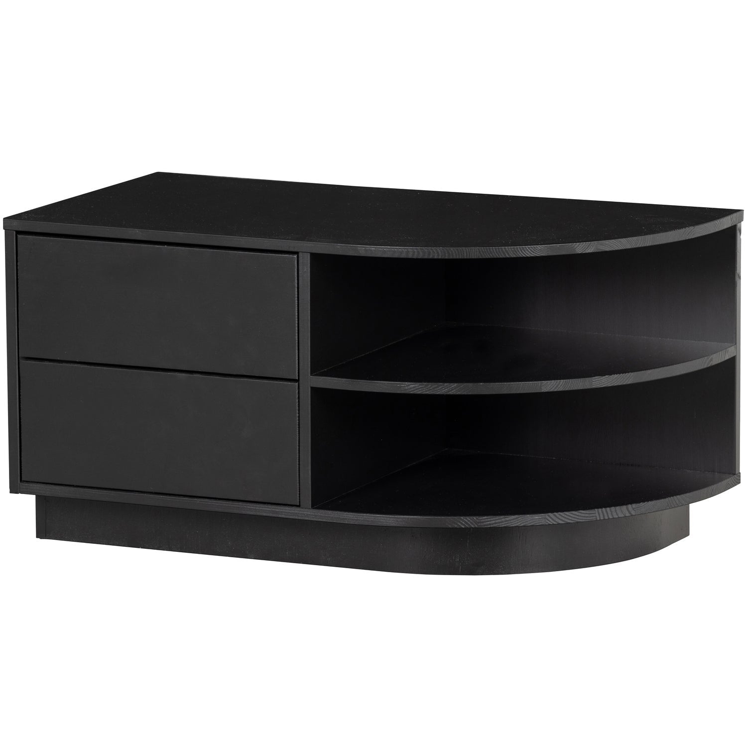 Woood Finca Dressoir TV Meubel Rond Rechts 78cm Grenen Zwart [Fsc] - KwaliteitWonen.nl