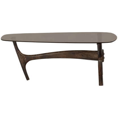 Woood Flash Salontafel Mangohout Glas Walnoot - KwaliteitWonen.nl