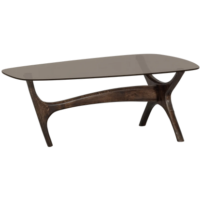 Woood Flash Salontafel Mangohout Glas Walnoot - KwaliteitWonen.nl