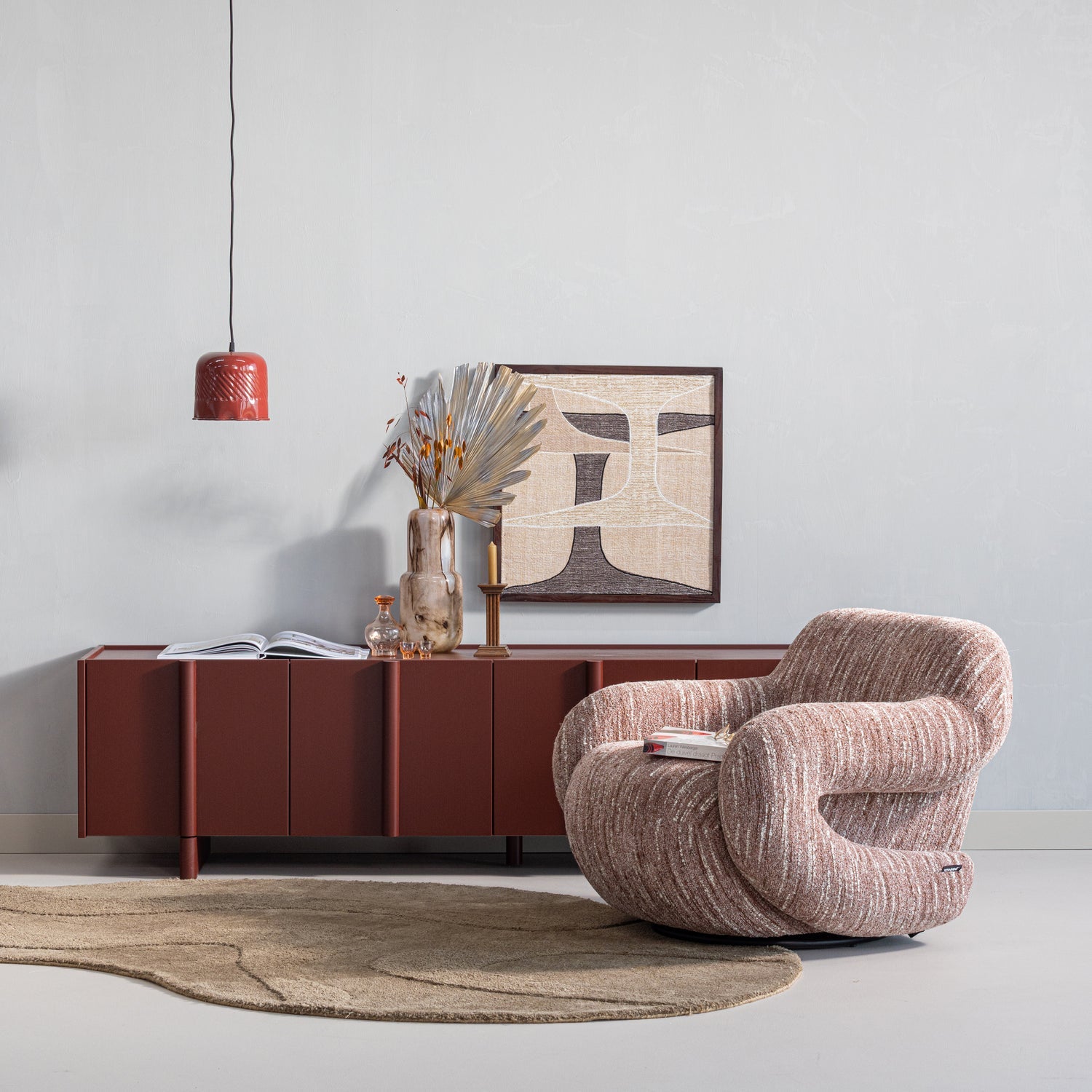 Woood Folke Fauteuil Chenille Oudroze Melange - KwaliteitWonen.nl