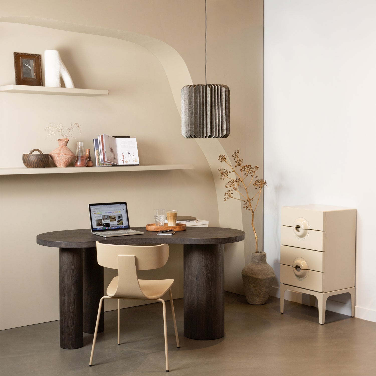 Woood Form Houten Stoel Met Metalen Poot Zand - KwaliteitWonen.nl