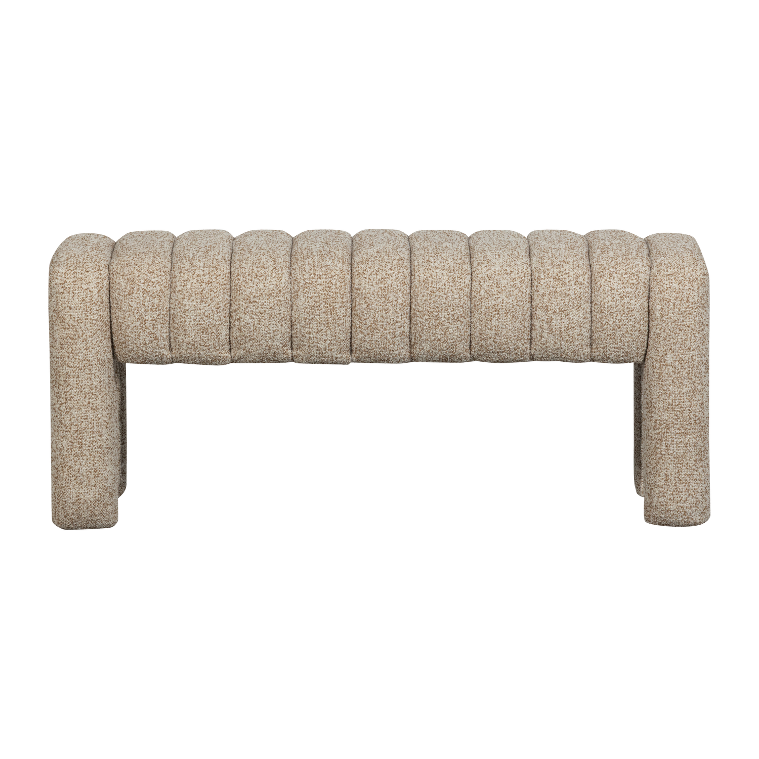 Woood Frex Gestoffeerd Bankje Boucle Bruin [Fsc]-Kwaliteitwonen.nl