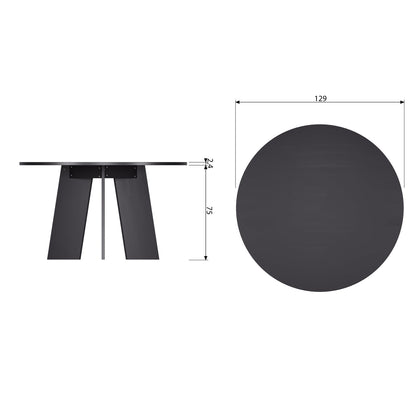 Woood Fries Eettafel Rond 129cm Eiken Blacknight [Fsc] - KwaliteitWonen.nl