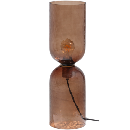 Woood Gigi Tafellamp Gehamerd Glas Bruin - KwaliteitWonen.nl