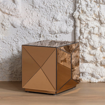 Woood Glintz Bijzettafel Hout Spiegelglas Bruin [Fsc] - KwaliteitWonen.nl