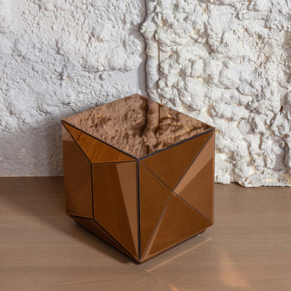 Woood Glintz Bijzettafel Hout Spiegelglas Bruin [Fsc] - KwaliteitWonen.nl