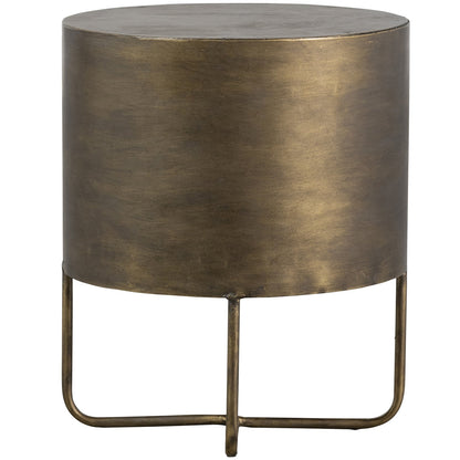 Woood Glossy Nachtkastje Rond Metaal Antique Brass - KwaliteitWonen.nl