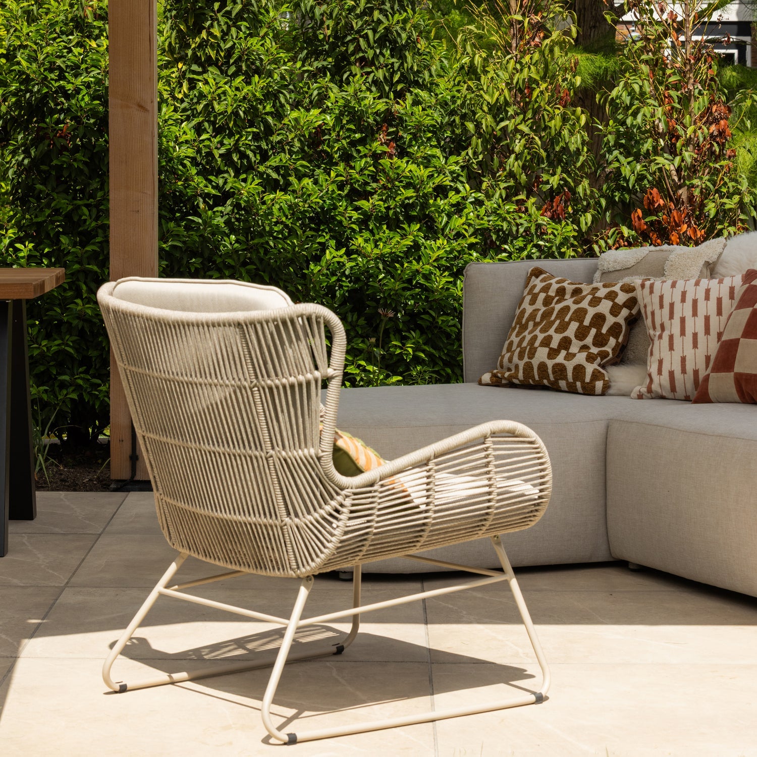Woood Grace Tuin Loungestoel Staal/Touw Zand - KwaliteitWonen.nl