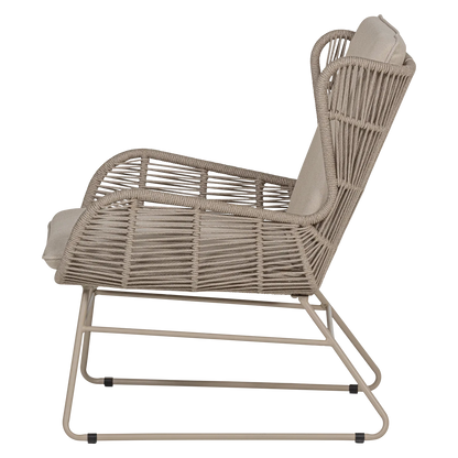 Woood Grace Tuin Loungestoel Staal/Touw Zand - KwaliteitWonen.nl