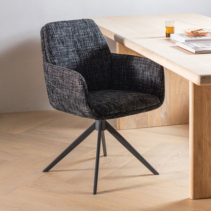 Woood Grant Eetkamerstoel Zwart Melange [Fsc]-Kwaliteitwonen.nl